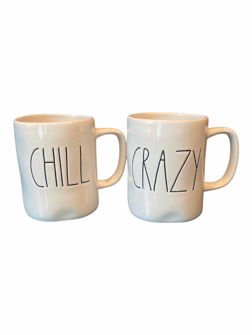 Rae Dunn Magenta Moody Crazy Chill Coffee Mug Tea Cups Glossy White Black